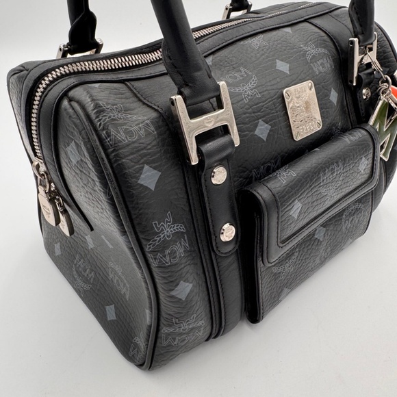 MCM Visetos Small Boston Bag Black - Picture 2 of 9